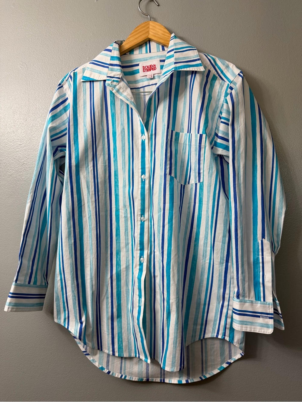 Solid & Striped Blue & White Button-Front Shirt XS